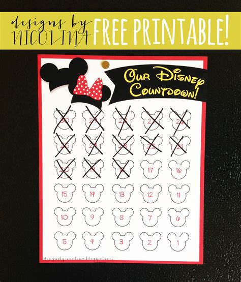 Countdown To Disney Calendar Printable