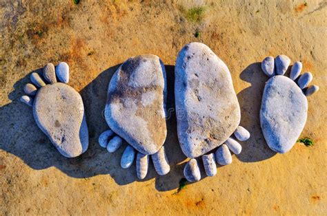 Stone Footprints Stock Image Image Of Green Coast Barefoot 34783235