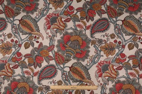 4.6 Yards Duralee Glasgow Printed Linen Drapery Fabric in  