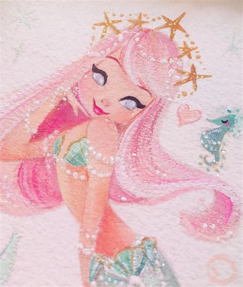 Pastel Princess Gouache Mermaid Painting Mermaid Art Mermaid