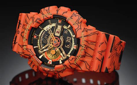 The orange body and watch bands are covered in dragon ball illustrations and graphic elements, including scenes of. Casio G-Shock Dragon Ball GA110 limited edition watch on sale from Aug 22 - dlmag