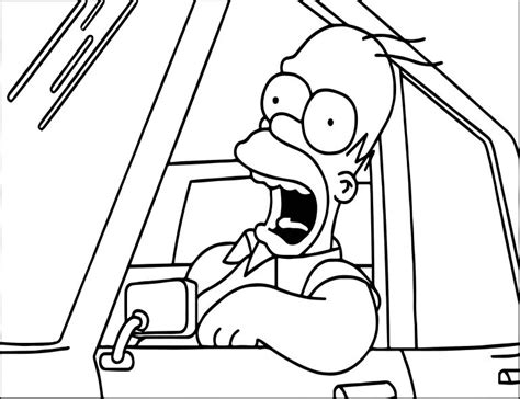 Homer Simpson In The Car Scream Coloring Page