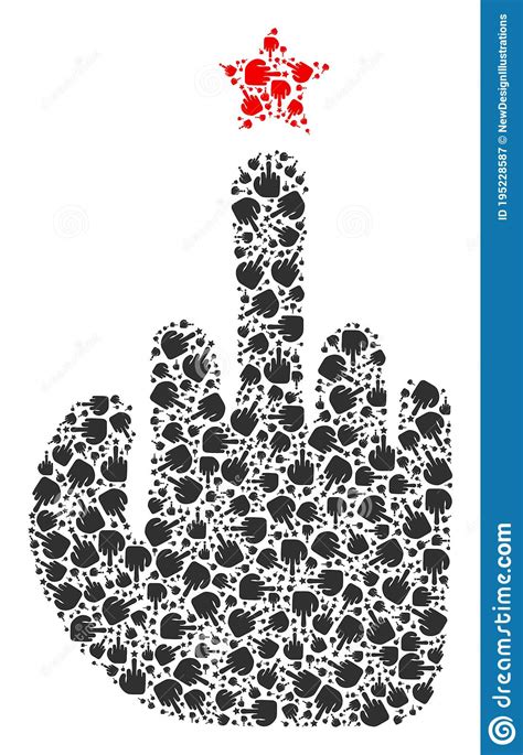 Rude Finger Gesture Vector Mosaic Of Self Recursive Items Stock Vector Illustration Of