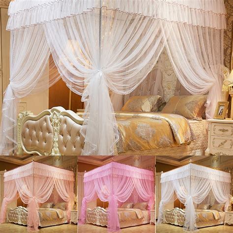 Surrounding your bed with fabric adds romance and a timeless element to your bedroom canopy bed curtain for queen bed this beautiful canopy bed curtain can be displayed in so many different ways. 1.5*2 m 4 Posters Pink Bed Canopy Princess Queen Mosquito ...