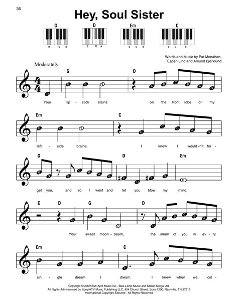 Your lipstick stains on the front lobe of my left side brains i knew i wouldn't forget you and so i went and let you blow my mind your sweet hey, soul sister ain't that mr. Hey, Soul Sister Sheet Music | Train | Super Easy Piano