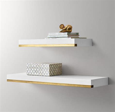 Ikea white metal wall shelf. RH Baby & Child's Metal-Trimmed Floating Wood Shelf:Metal ...