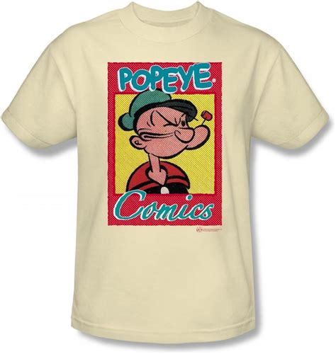 Popeye Comics Adult T Shirt In Cream Zelite