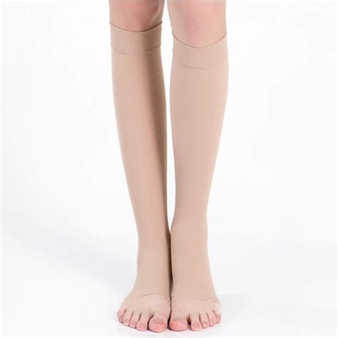 18 21 Mmhg Knee High Compression Stockings Men Women Elastic Leg Support Stockings Open Toe S Xl