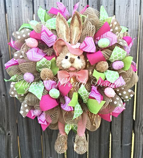 Burlap Bunny Easter Wreath By Jaynes Wreath Designs On Fb And