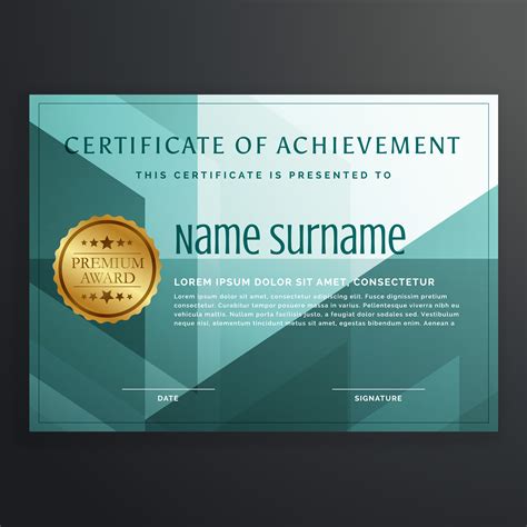 Modern Award Certificate Template Design In Turquoise Color Download
