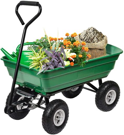Garden Dump Cart Wagon Trailer Wheelbarrow Tractor Wheels Tow Lawn Yard Sexiz Pix