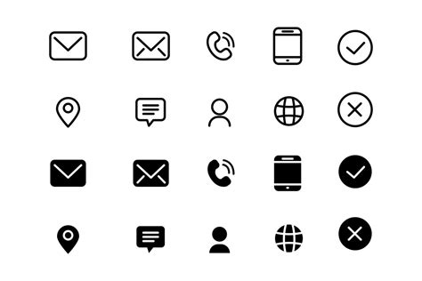 Set Of Linear And Silhouette Contact Icons Design Collection 1828904