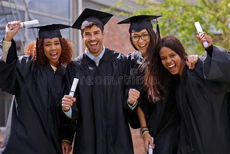 Ecstatic Education Success Shot Of Excited University Students On