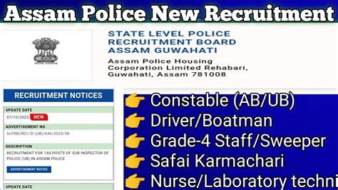 Assam Police New Vacancy Assam Police Ab Ub Constable Apply Slprb