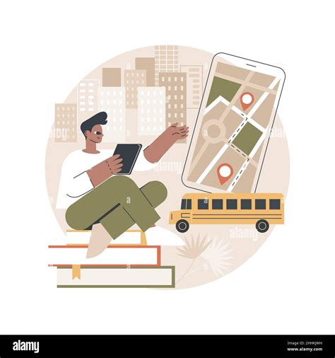 School Bus Tracking System Abstract Concept Vector Illustration Bus