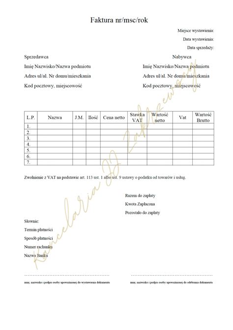 Faktura NDG zwolnienia VAT kup i nie szukaj więcej jak wystawić fakturę