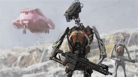Fond Décran Art Numérique Art Fantastique Robot Futuriste Arme