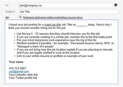Mention the job's title or a reference number that you saw in the advertised posting. Email Template for Successful Online Job Applications