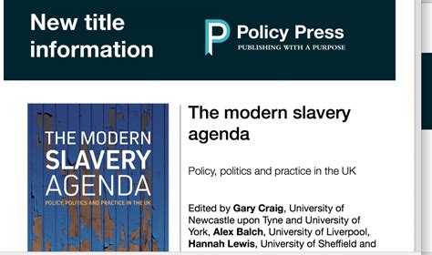 The Modern Slavery Agenda Policy Politics And Practice In The Uk Ardea International