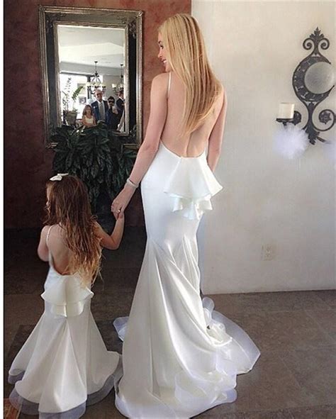 A wide variety of mother and daughter wedding dresses options are available to you, such as shape\pattern, jewelry main material, and inlay technology. 2015 Mother And Daughter Matching Dresses White Backless ...