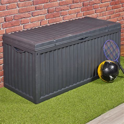 Large Outdoor Storage Box Garden Patio Plastic Chest Lid Container My