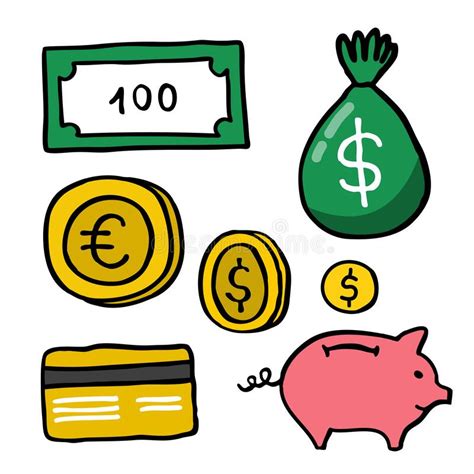 Finance Doodle Icons Vector Illustration Stock Illustration