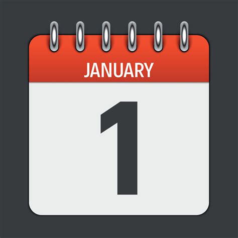 January 1 Calendar Daily Icon Vector Illustration Emblem Element Of