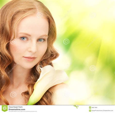 Beautiful Woman With Calla Flower Stock Image Image Of Flower Nature