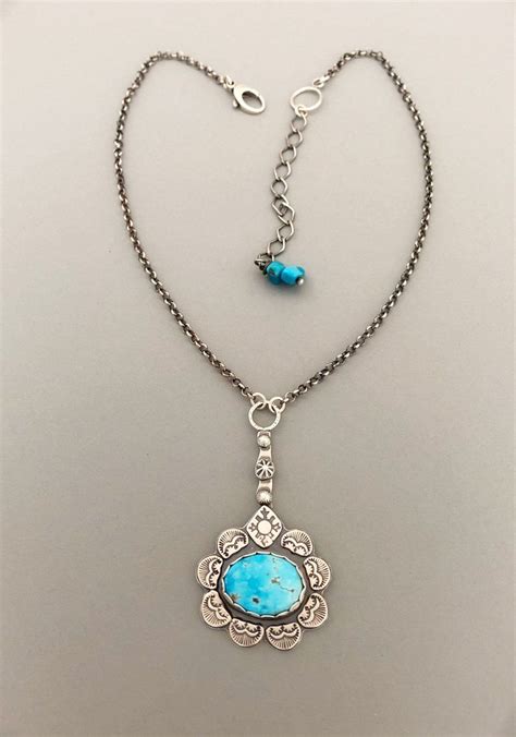 Modern Southwest Turquoise Necklace For Women Genuine Arizona Etsy