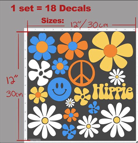 Daisy Decal Set Of 18 Hippie Flower Car Window Decals Camper Etsy