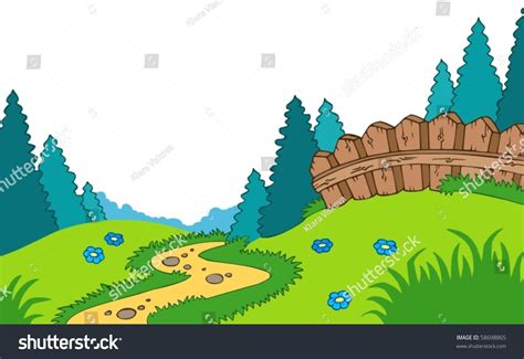 Cartoon Country Landscape Vector Illustration Stock Vector Royalty