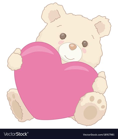 Cute Little Teddy Bear Holding A Heart Valentine Vector Image