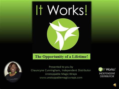 It is also useful in building connections and former relations with clients and of course, people would want to know who you work for or what company or organization you are running. Benefits of Becoming an it Works Distributor |authorSTREAM