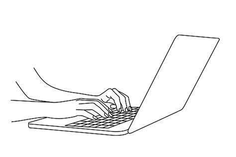 Hand Drawing Of Woman Hands Typing In A Laptop Stock Illustration