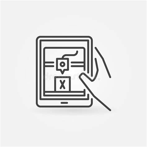 3d Printing Online On Tablet Vector Concept Linear Icon Stock Illustration Illustration Of