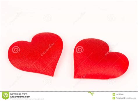 Two Red Hearts Isolated On The White Background Stock Photo Image Of