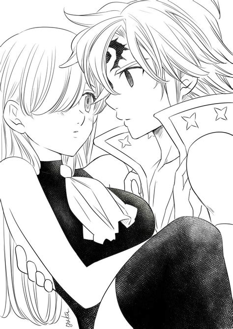 Pin De Mei En Elizabeth And Meliodas Dibujos Colorear Anime Cómo