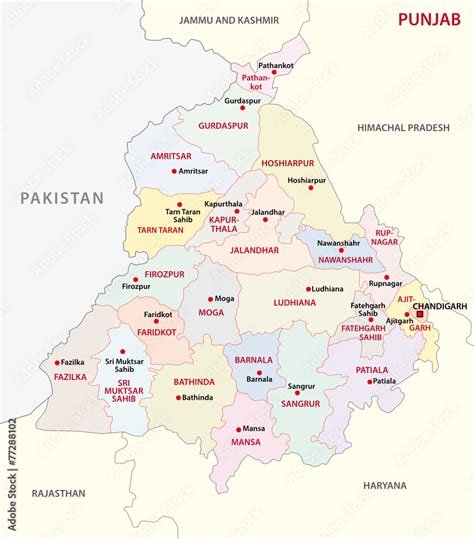 Punjab District Map Stock Vector Adobe Stock
