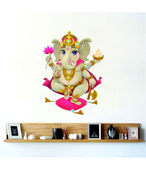 Creatick Studio Lord Ganesha Pvc Vinyl Multicolour Wall Sticker Pack