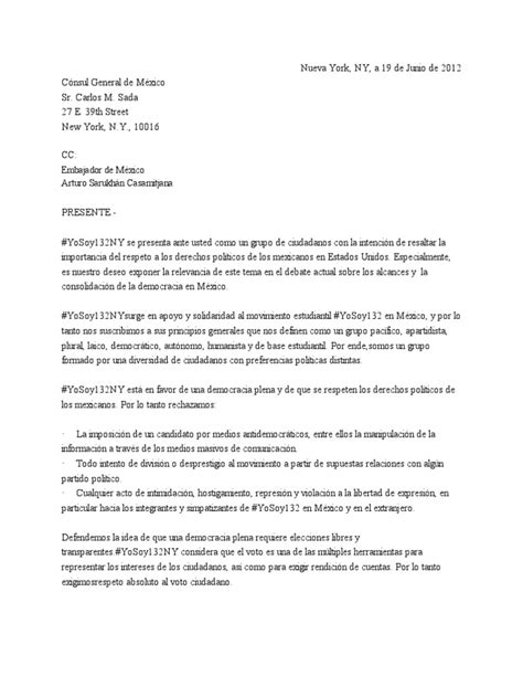Carta Para Consulado Votación Democracia Prueba Gratuita De 30