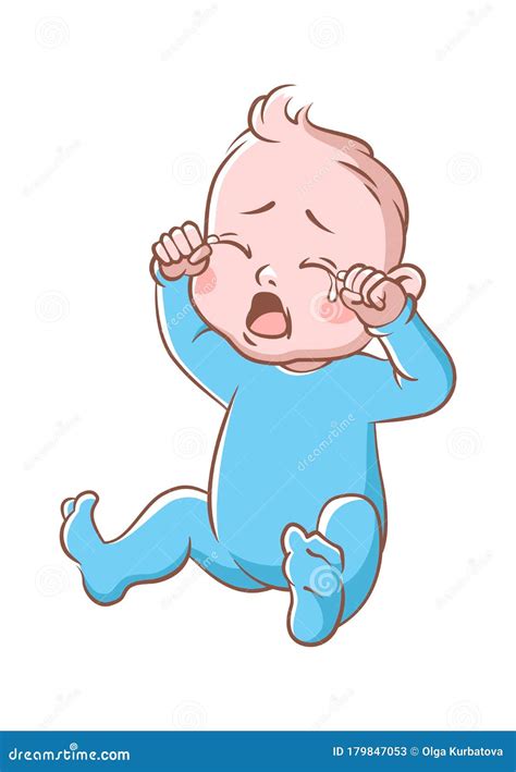 Baby Boy Crying Funny Toddler Expression Of Sitting Newborn Isolated