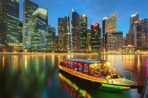 Hd Wallpaper Boat Building Home Bay Singapore Night City