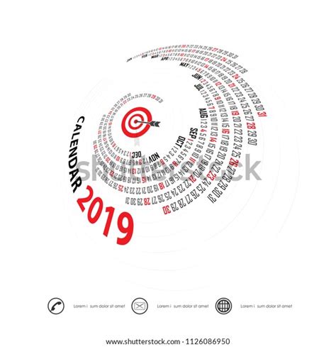 2019 Calendar Templatespiral Calendarcalendar 2019 Set Stock Vector