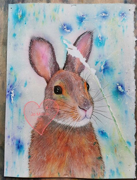 Original Watercolour Hare Painting Whimsical Winter Hare Etsy