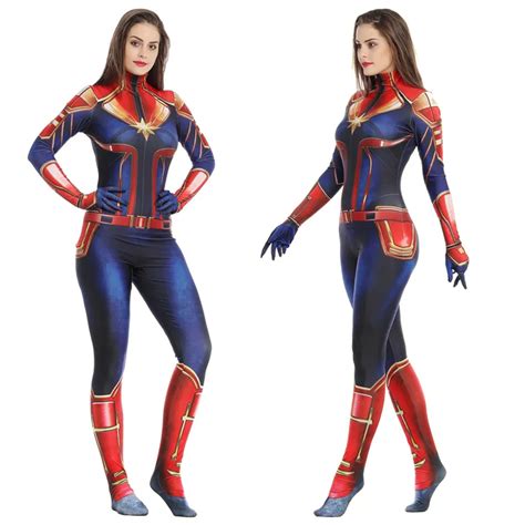 Adult Captain Marvel Cosplay Costume Women Superhero Marvel Women
