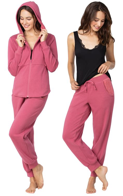 Sexy And Sweet 4 Piece Pajama Set Pink And Black In Womens Jersey Knit Blends Pajamas For Women