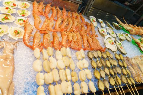 There are three kinds of fishballs, known as 魚蛋 (literally fish eggs), sold in hong kong and macau. Street Seafood In Taiwan Night Market. Stock Photo - Image ...