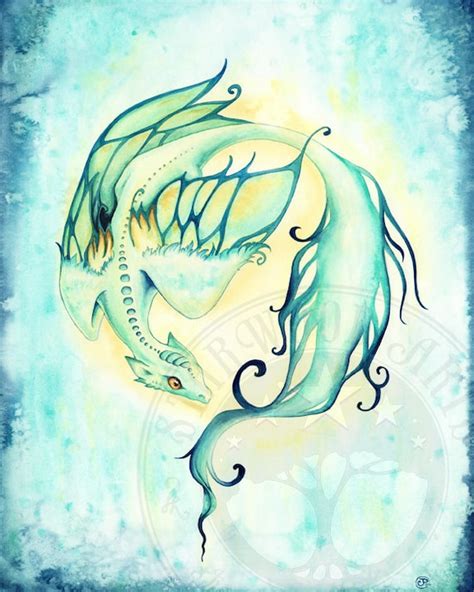 Items Similar To Water Dragon Watercolor Painting Print 8x10 On Etsy