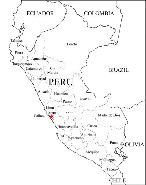 Mapa Político De Perú Para Imprimir Mapa De Departamentos De Perú
