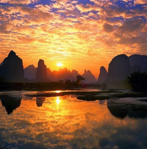 Sunset Beautiful Sunset Chinese Landscape Sunset